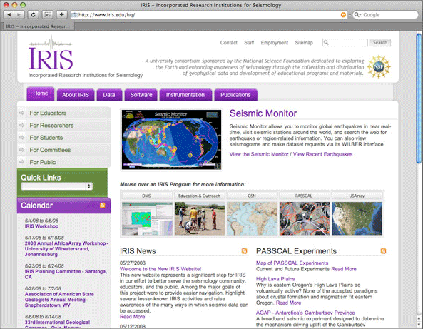 New IRIS homepage