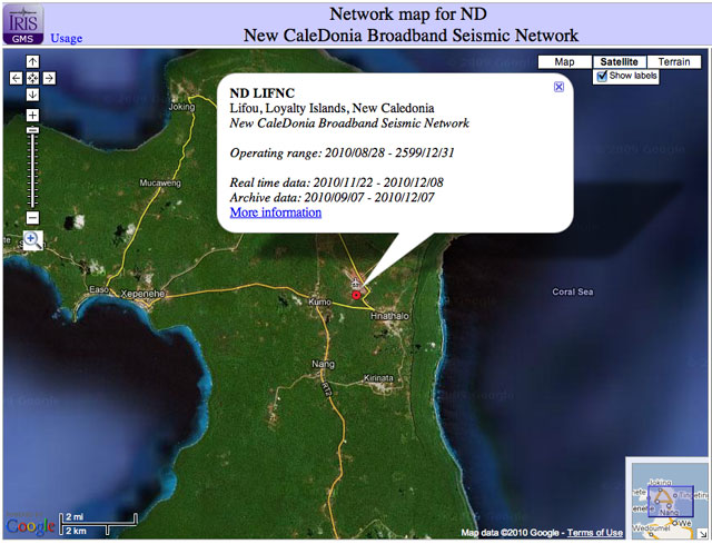 Screenshot of ND Network from New Caledonia and Fiji