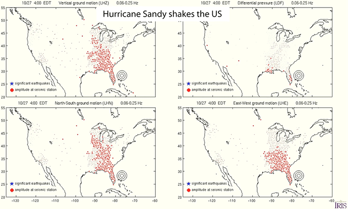 Screenshot of the IRIS Data Products Hurricane Sandy visualization