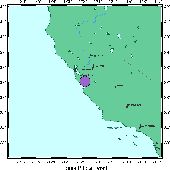 Map of the Loma Prieta event.