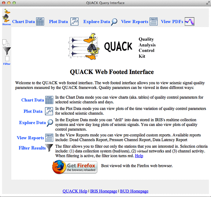 QUACK web interface