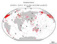 Map with all BHZ stations held by IRIS